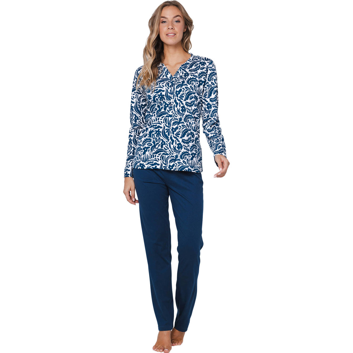 Pastunette pyjama donkerblauw wit