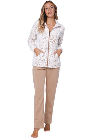fleece huispak beige/wit