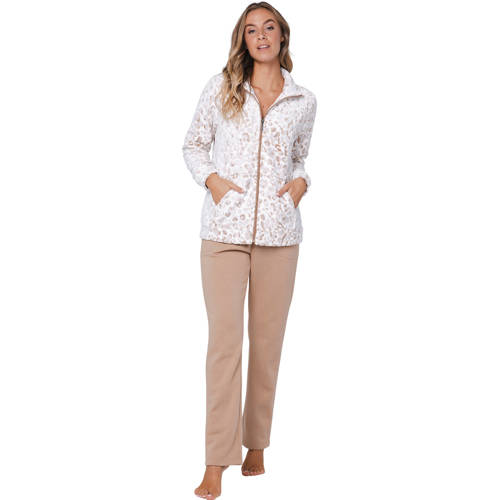 Pastunette fleece huispak beige/wit afbeelding