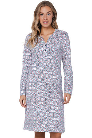 nachthemd donkerblauw/wit/roze