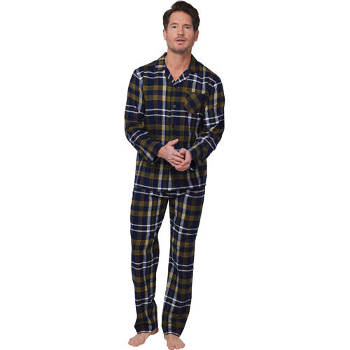 Pastunette for men flanellen pyjama donkerblauw/groen/wit afbeelding
