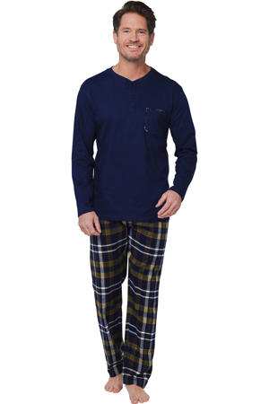 pyjama donkerblauw/groen/wit