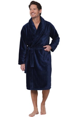 fleece badjas donkerblauw