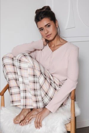 pyjama roze/wit/bruin