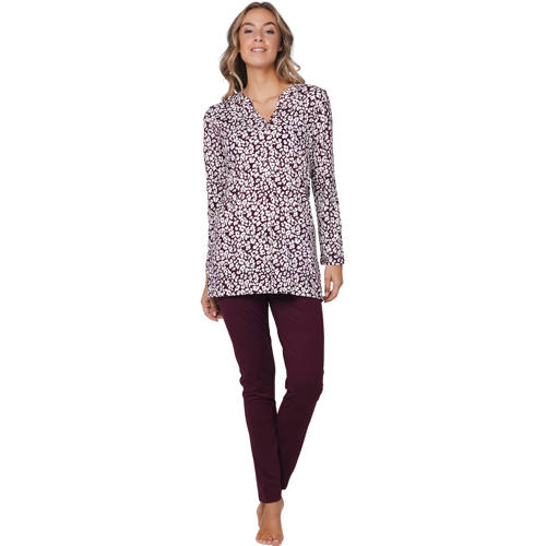 Pastunette Deluxe pyjama donkerrood/wit afbeelding