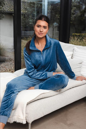 fluwelen huispak blauw