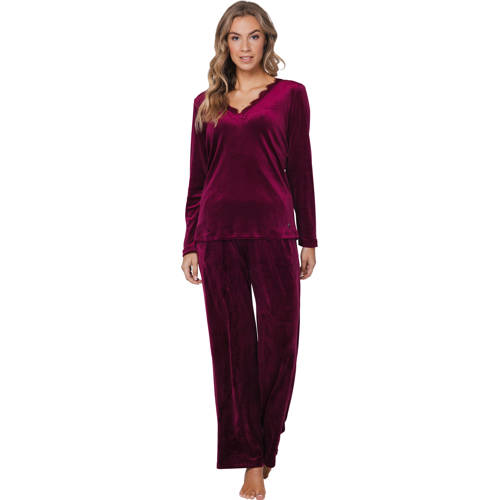 Pastunette Deluxe fluwelen pyjama donkerrood afbeelding