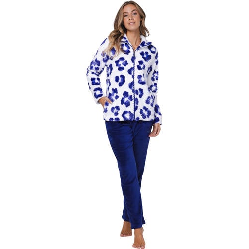 Rebelle fleece huispak donkerblauw/wit afbeelding