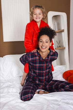 By Louise Dames Pyjama Nachthemd Lang Flanel Geruit Roze | Underwear District