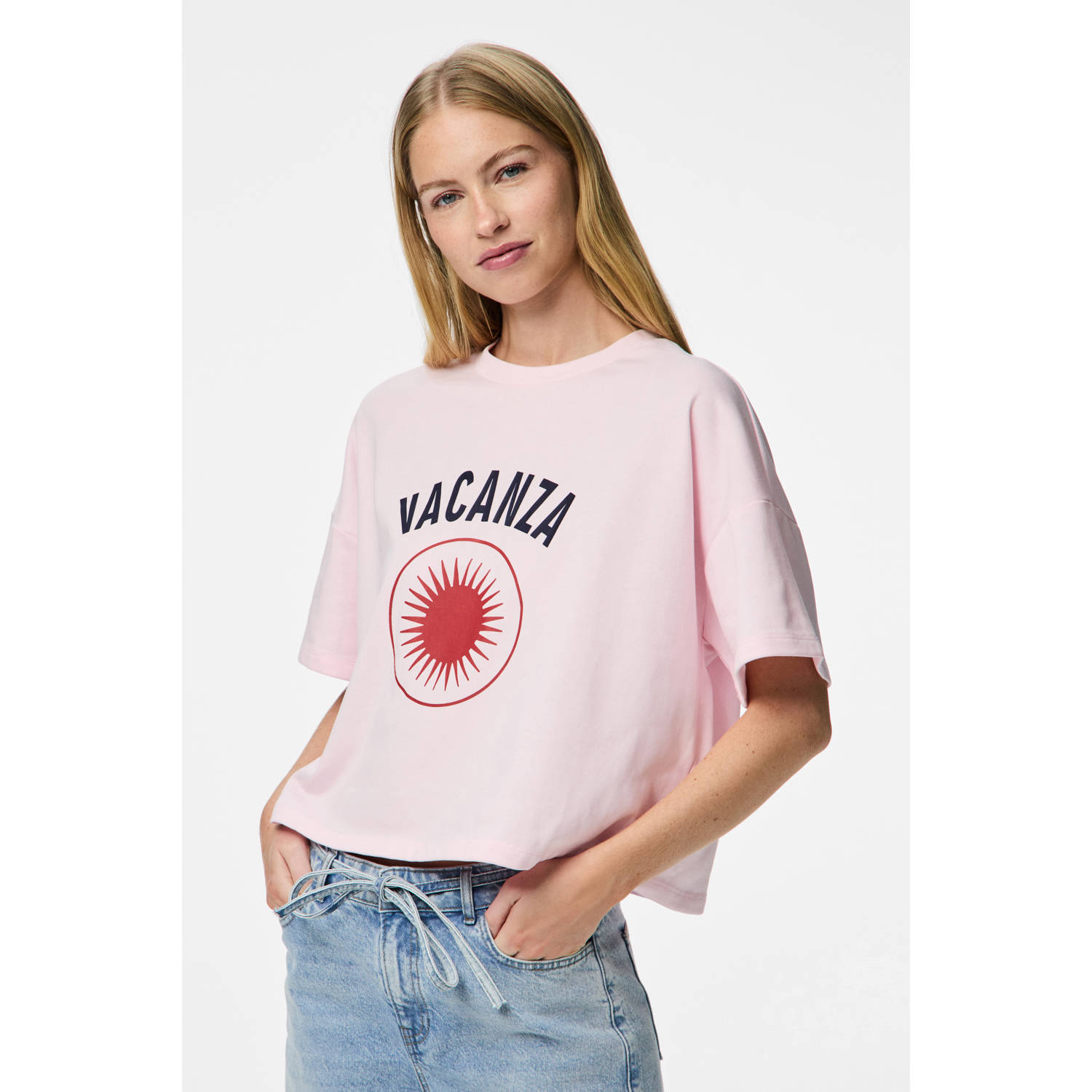 PIECES T-shirt lichtroze