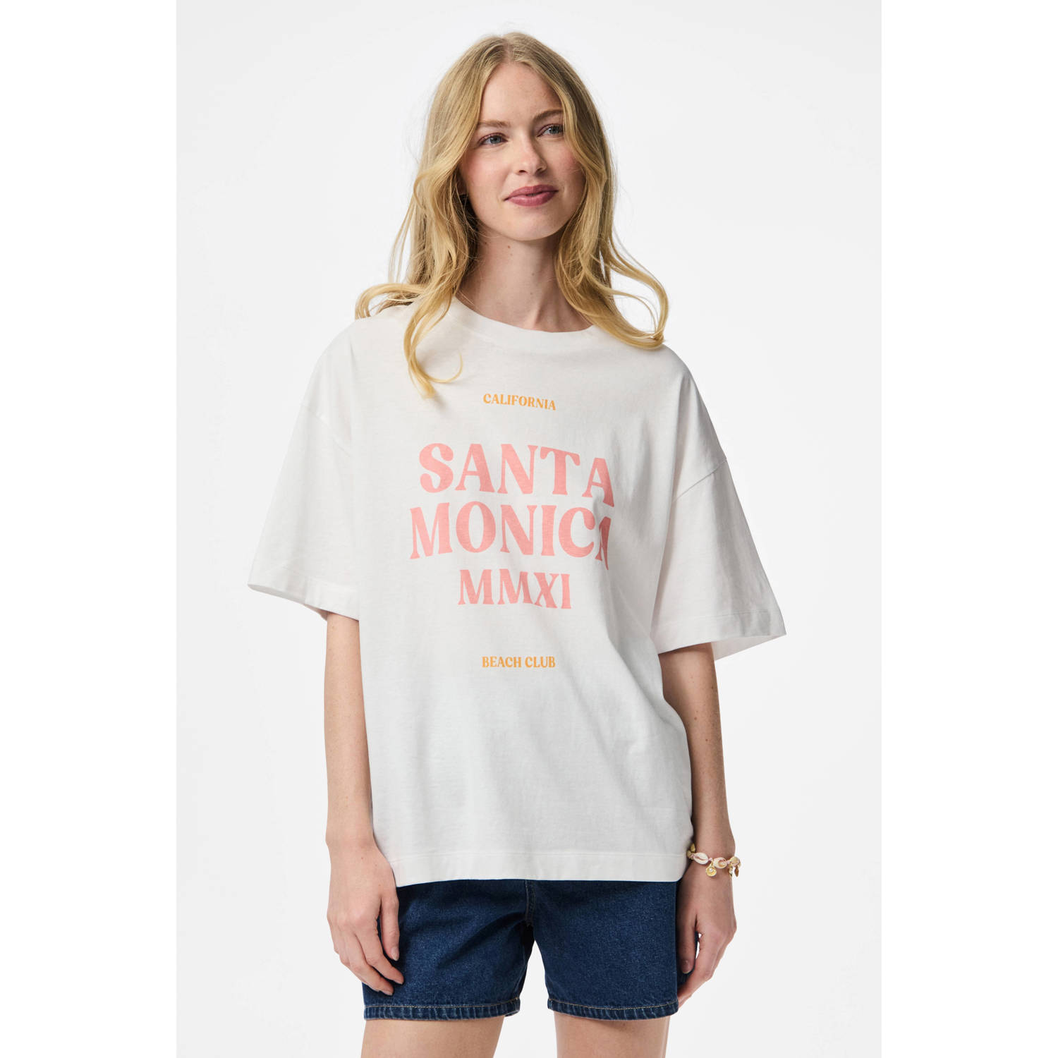 Pieces Relaxed fit T-shirt van puur katoen model 'CLAUDE'