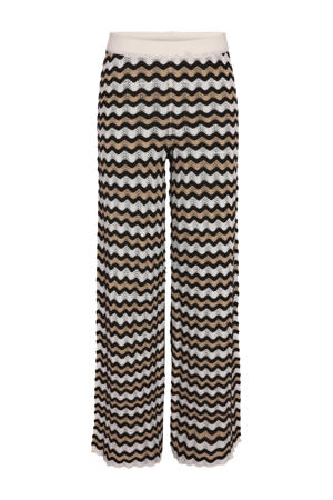 flared high waist casual broek zwart gebreid