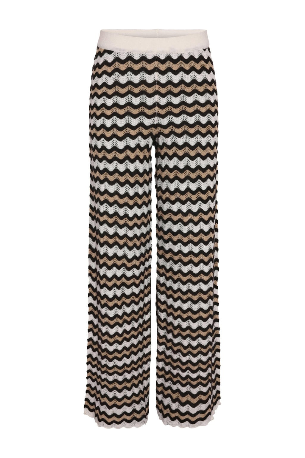 Grijze dames NOISY MAY Curve flared high waist casual broek gebreid van acryl met elastische tailleband