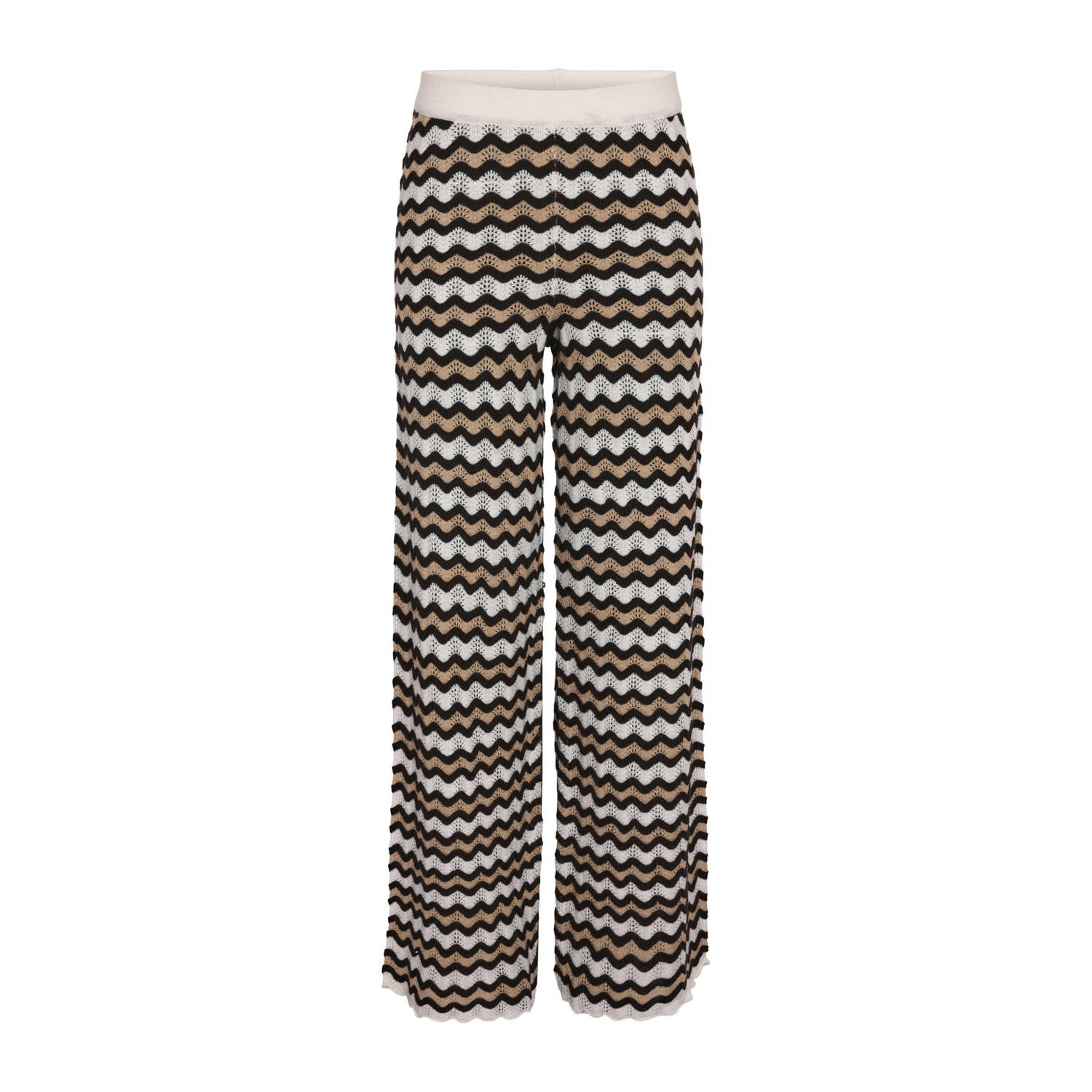 NOISY MAY Curve flared high waist casual broek zwart gebreid