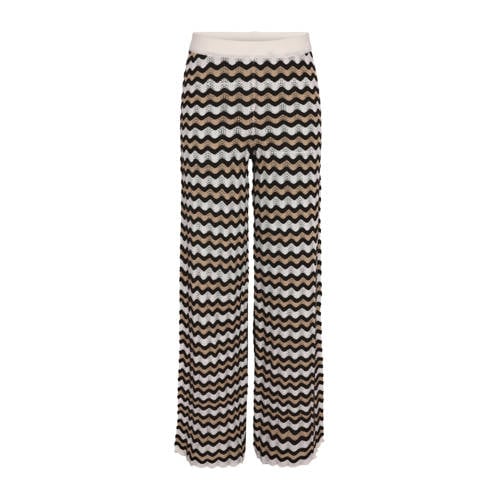 NOISY MAY Curve flared high waist casual broek zwart gebreid afbeelding