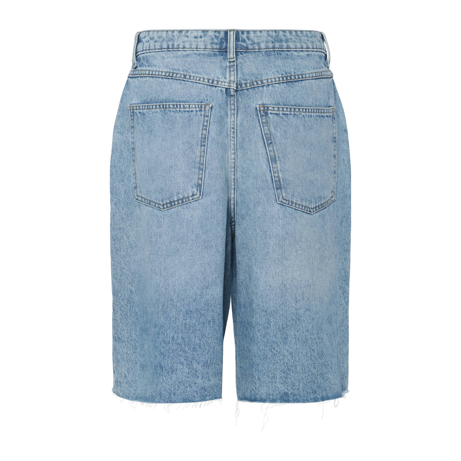 PIECES wide leg regular waist denim short light blue denim
