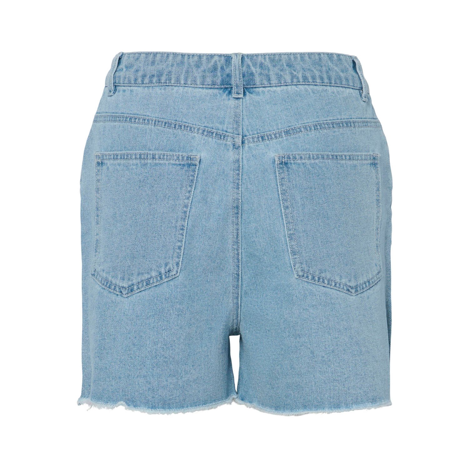 PIECES slim high waist denim short light blue denim