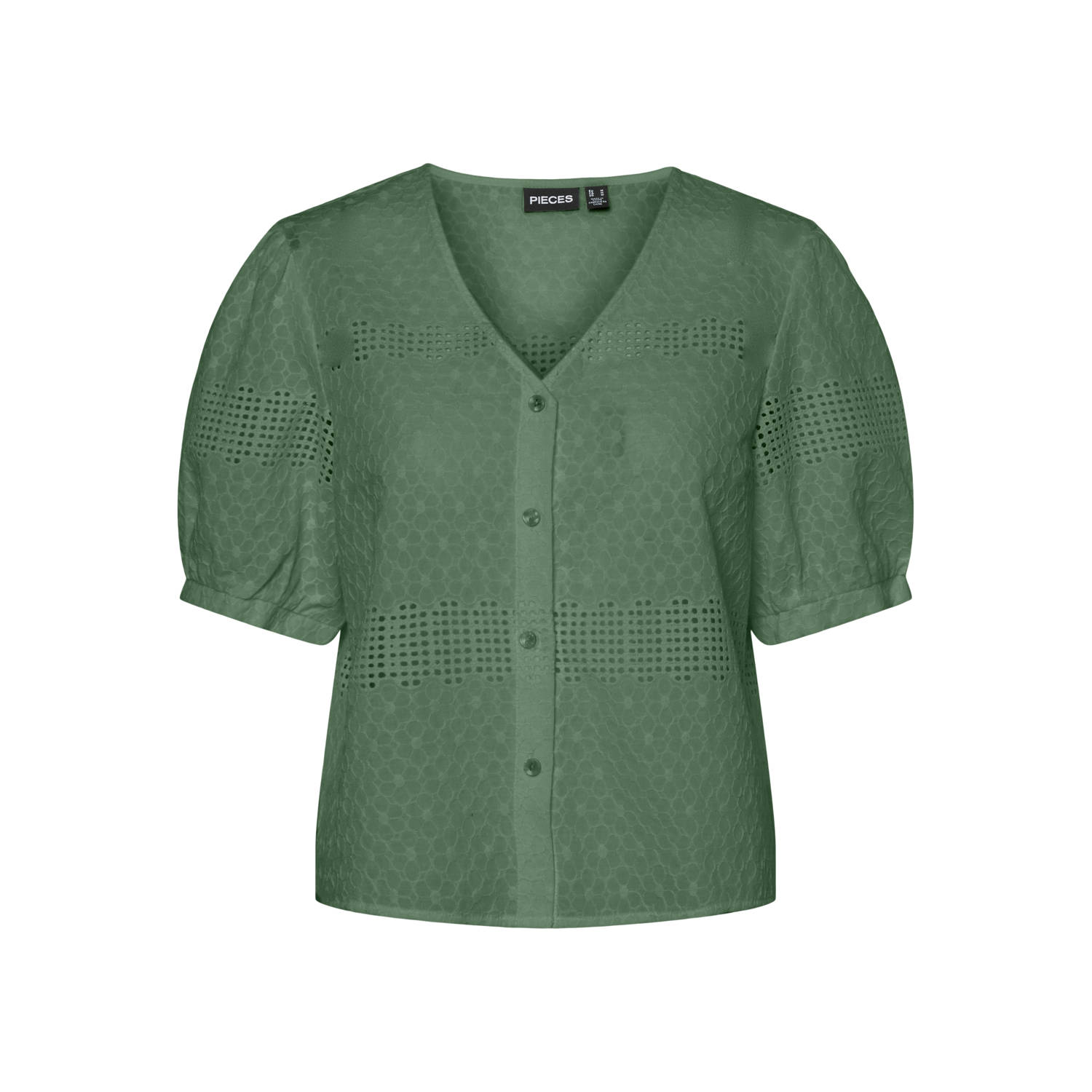 Pieces Regular fit blouse met broderie anglaise model 'TAYA'