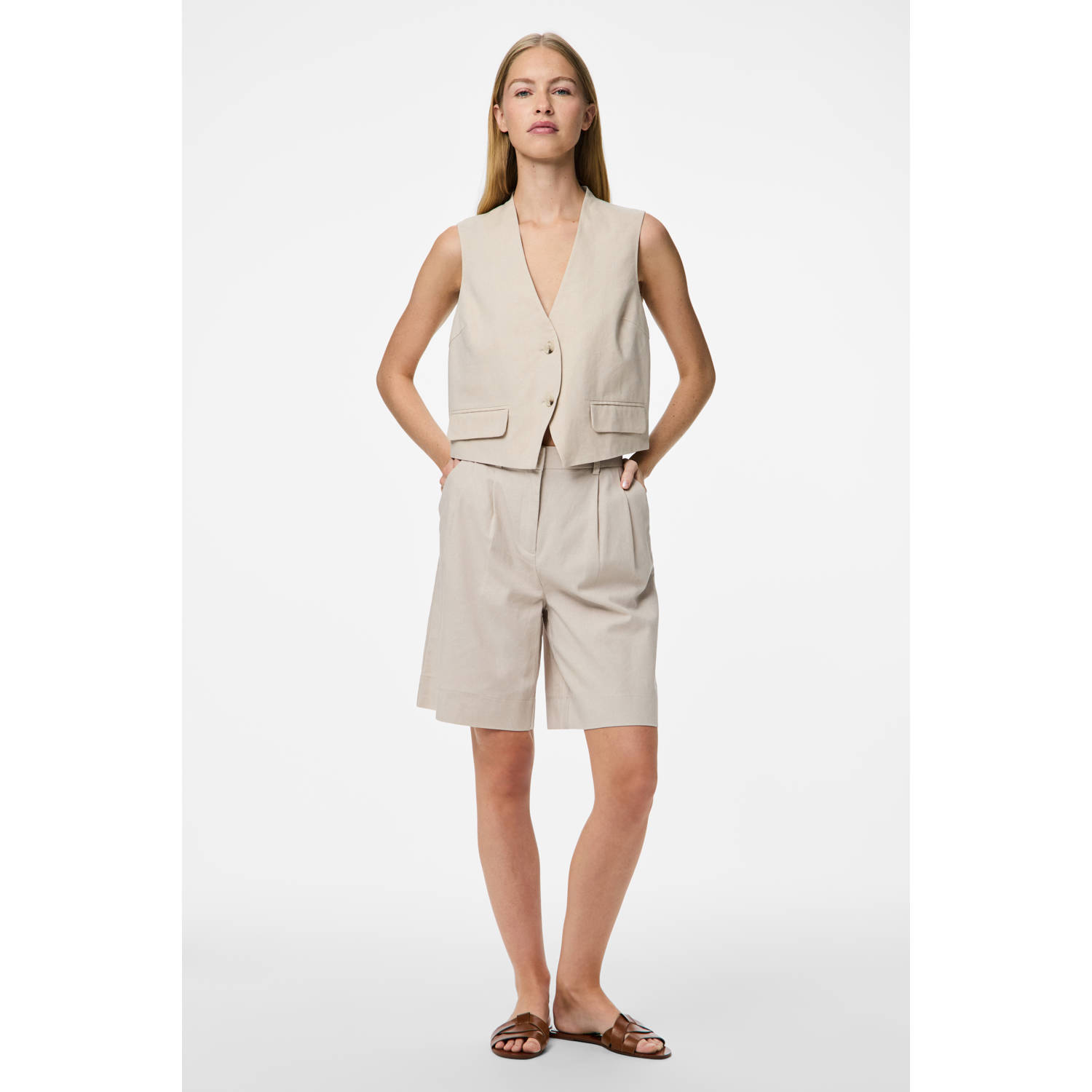 PIECES gilet ecru