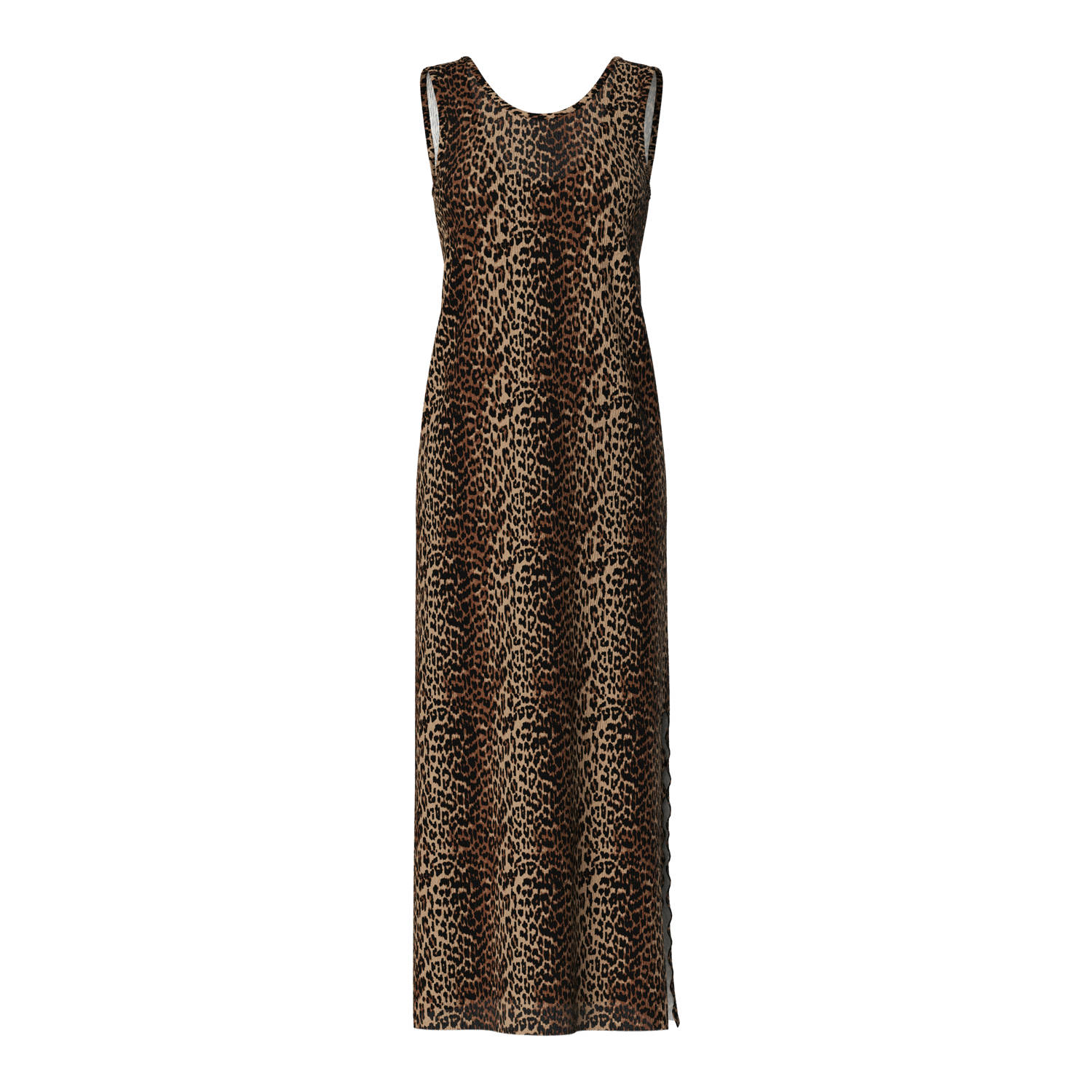 PIECES Curve maxi jurk bruin