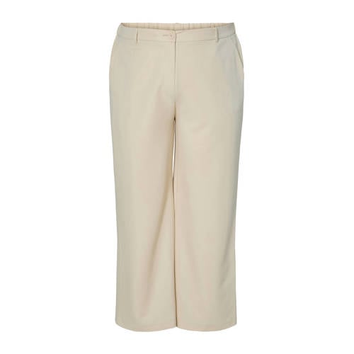 PIECES Curve wide leg high waist casual broek beige afbeelding