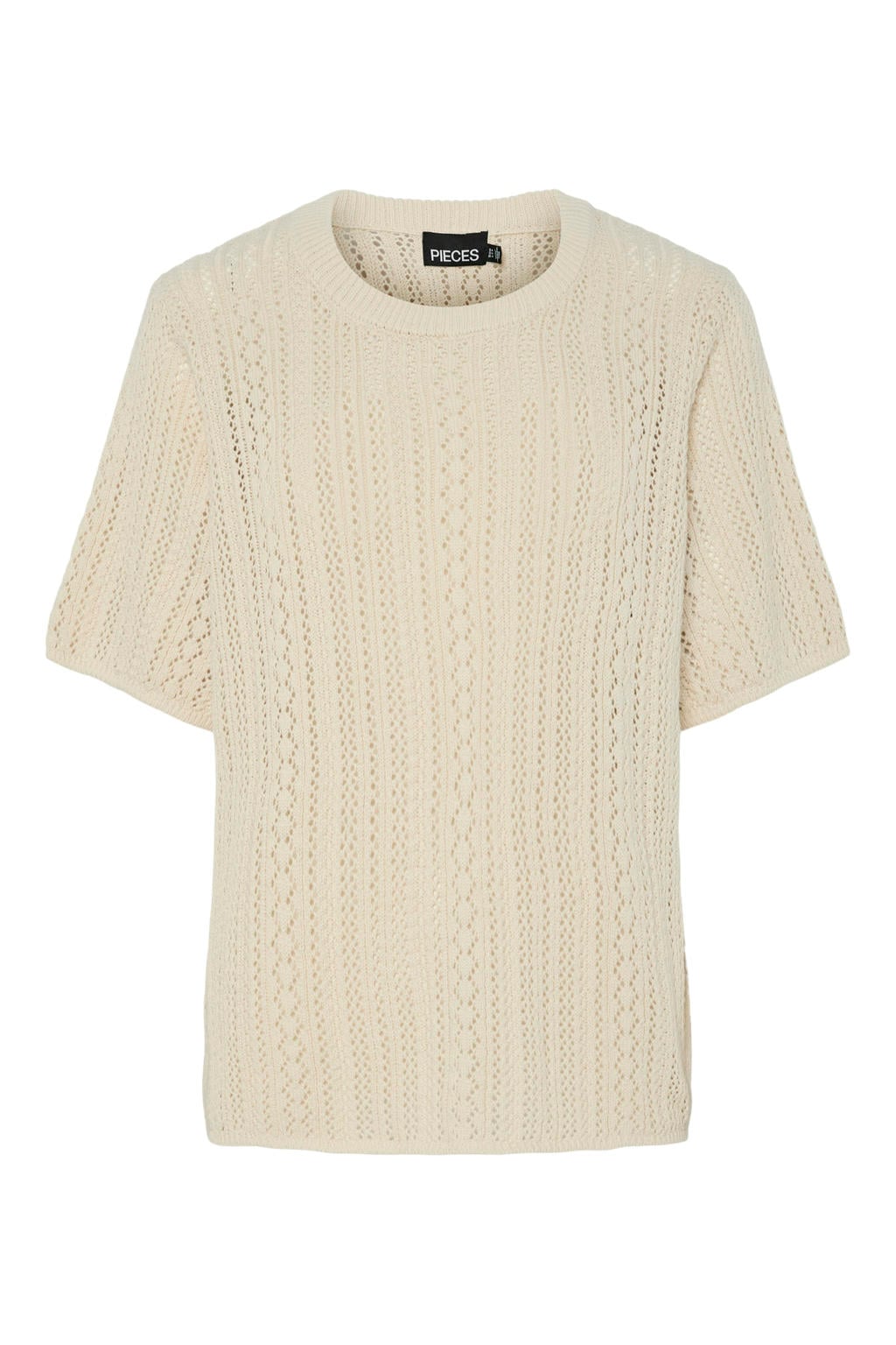 Grijze dames PIECES Curve top met effen, korte mouwen en ronde hals