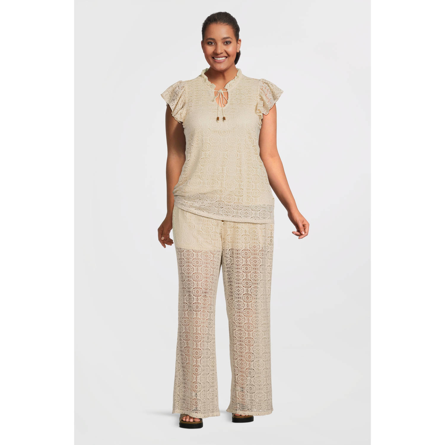VERO MODA CURVE top ecru crochet