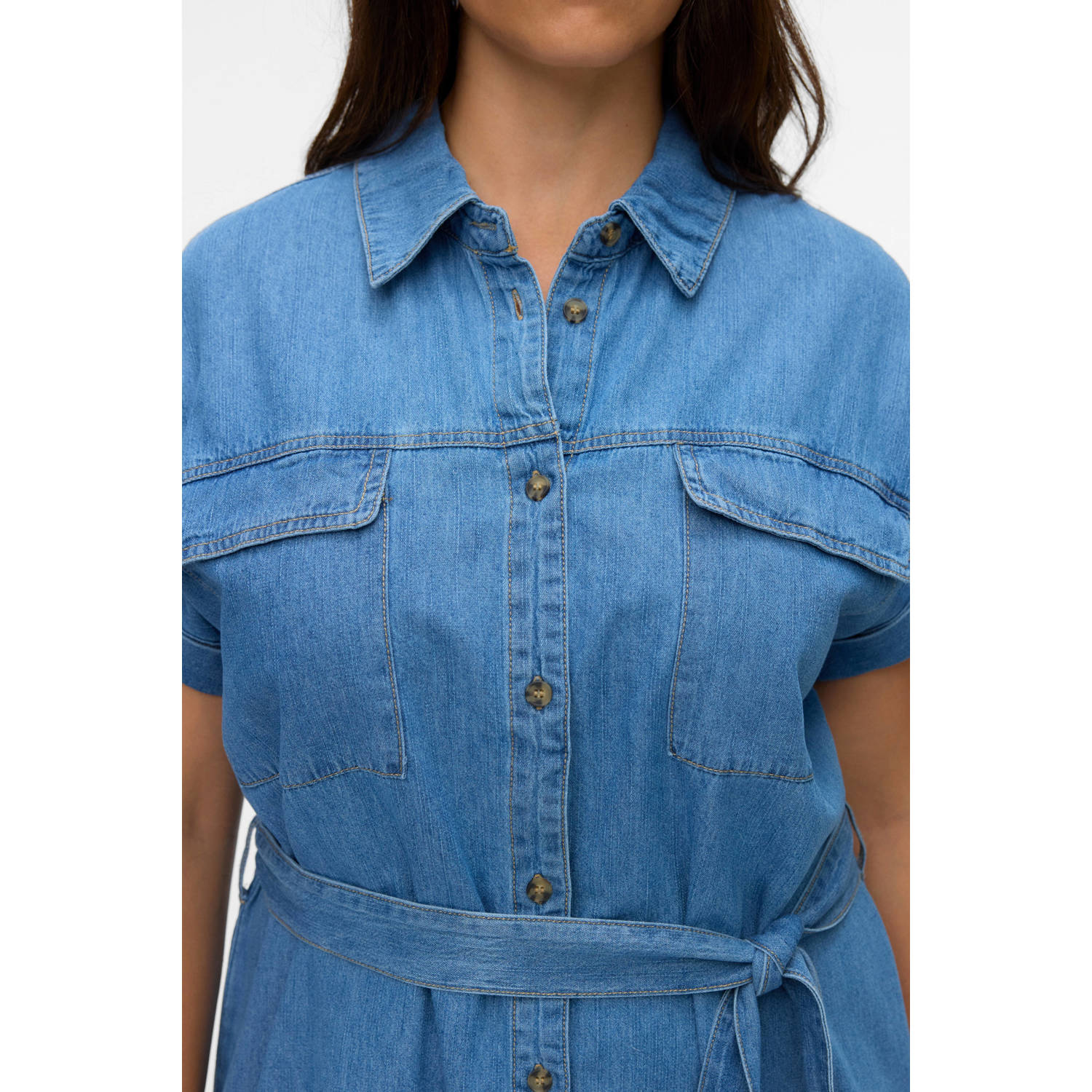 VERO MODA CURVE denim spijkerjurk medium blue denim