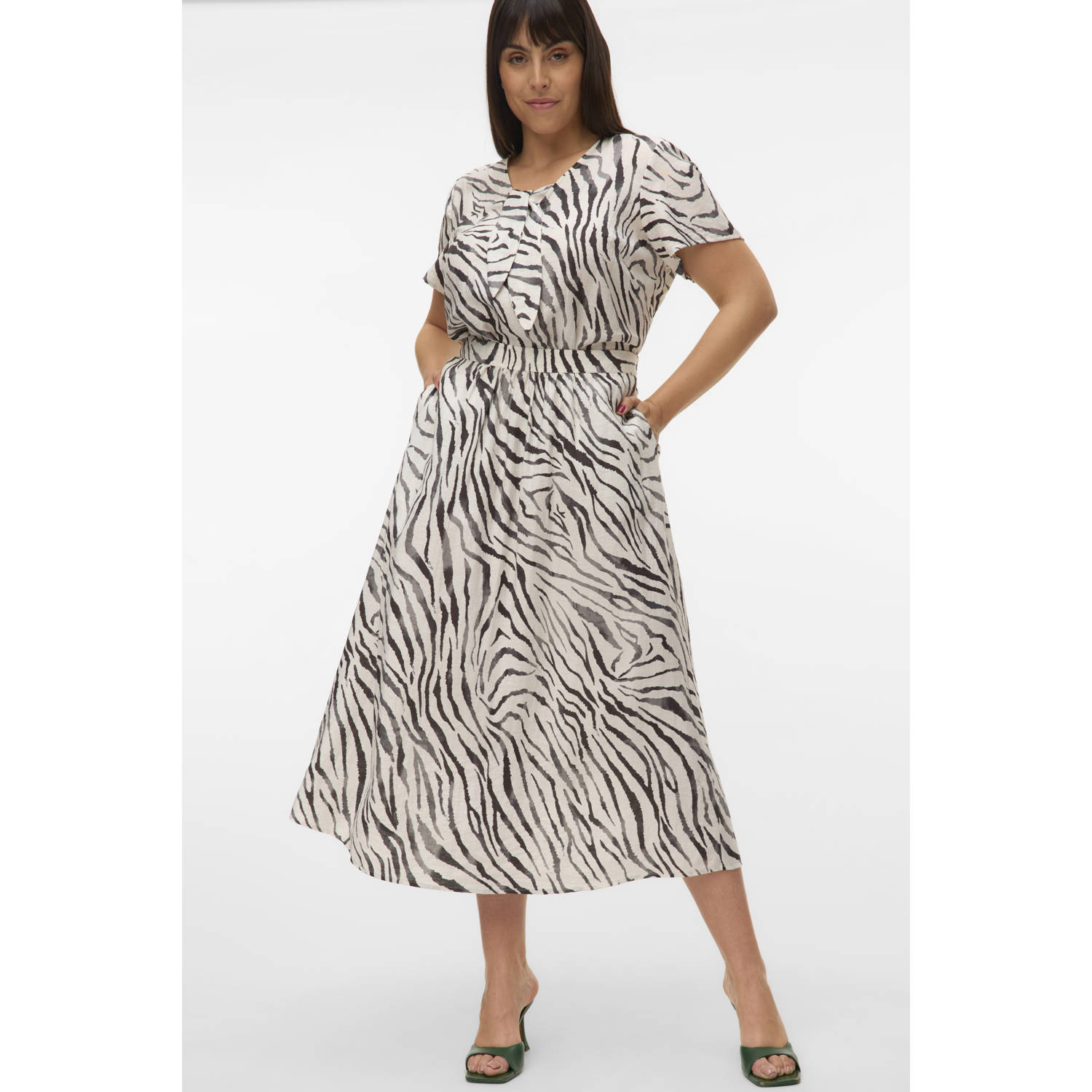 VERO MODA CURVE midi rok wit