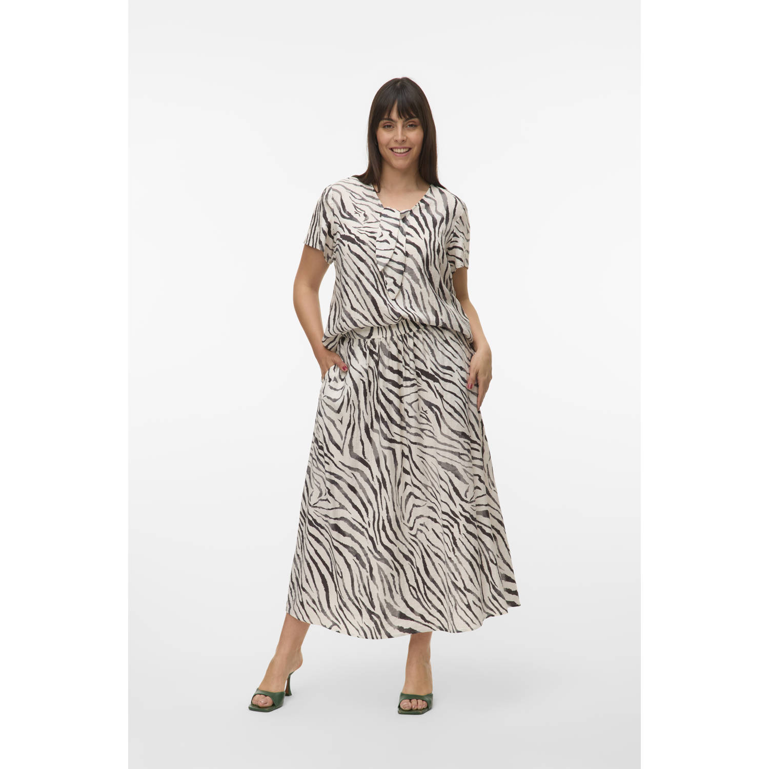 VERO MODA CURVE midi rok wit