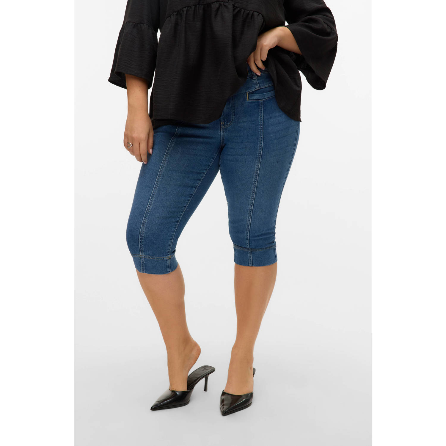 VERO MODA CURVE capri jeans medium blue denim