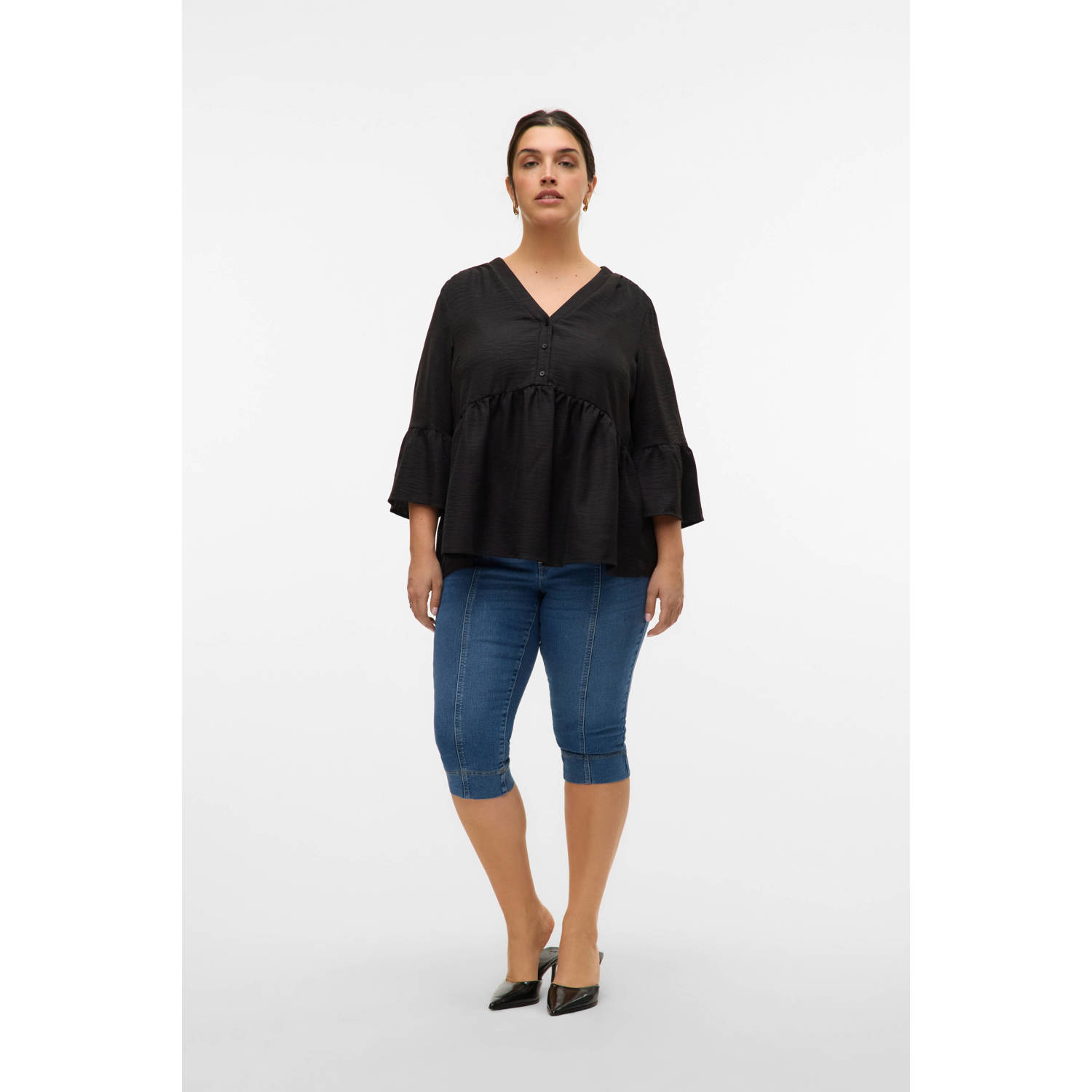 VERO MODA CURVE capri jeans medium blue denim