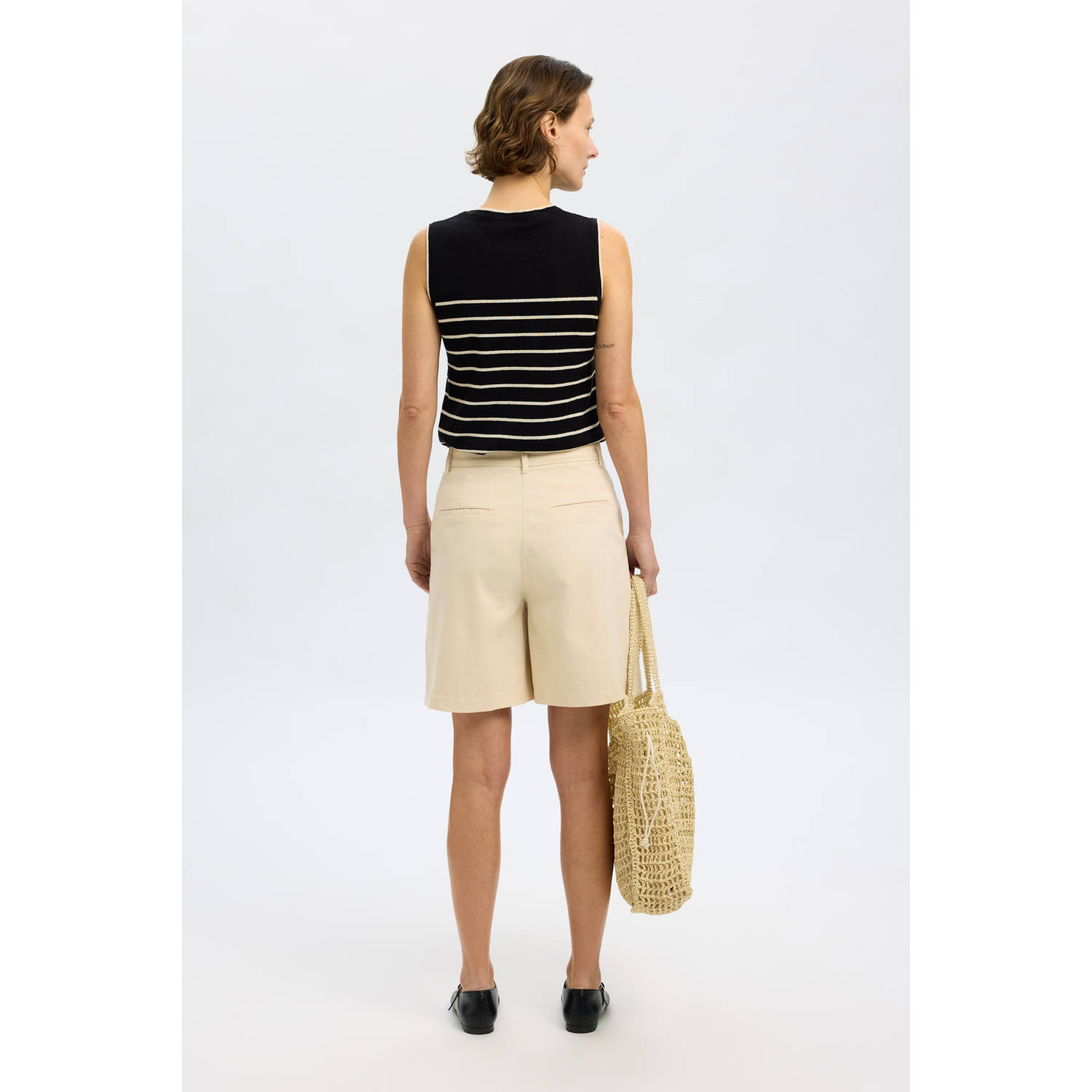 SELECTED FEMME wide leg high waist casual short beige