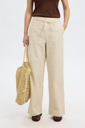 wide leg high waist broek beige