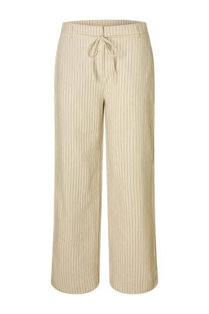 wide leg high waist broek beige