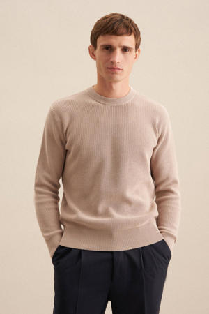 trui rib gebreid beige