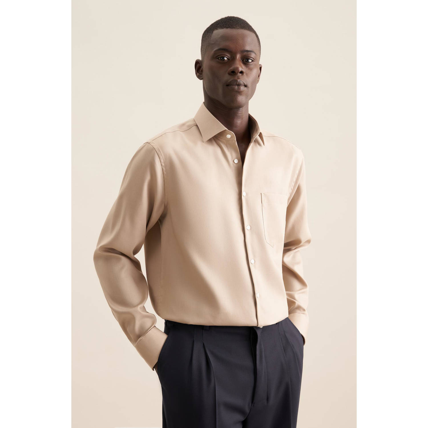 Seidensticker casual overhemd beige