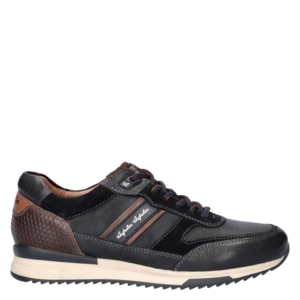 Zwarte heren Australian leren sneakers met veters