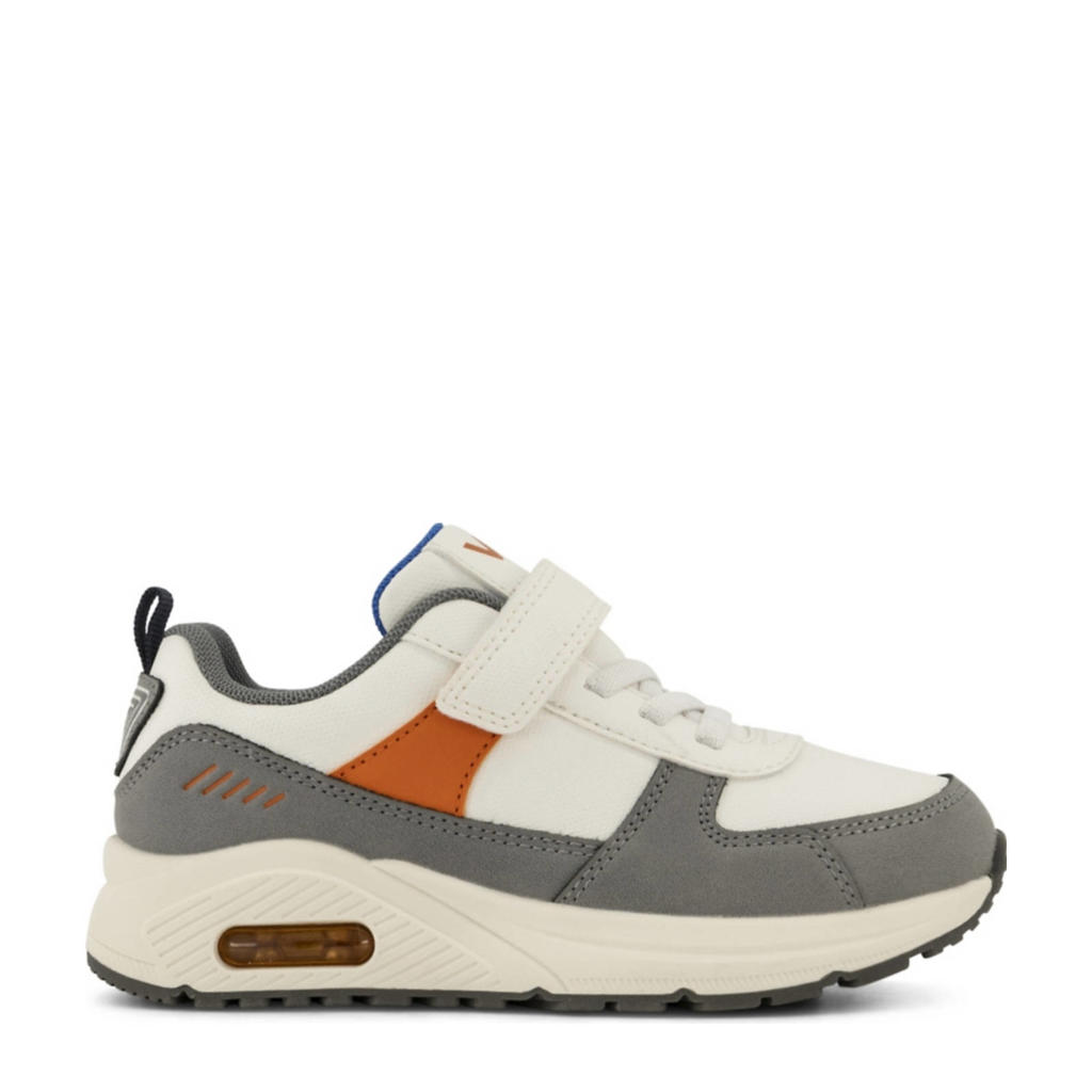Wit en grijze jongens Vty sneakers van imitatie leer/rubber/textiel met veters