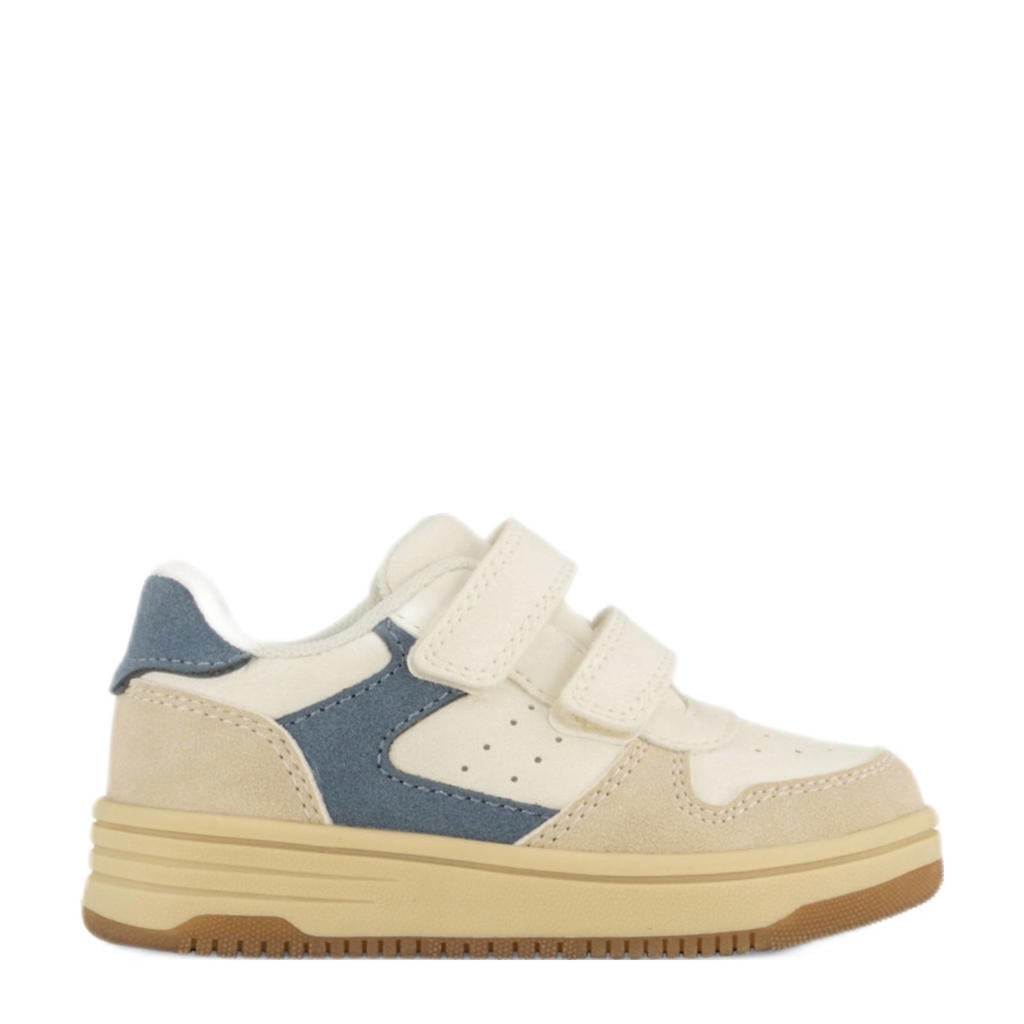 Wit en blauwe jongens Vty sneakers van rubber/textiel/imitatie leer met klittenband