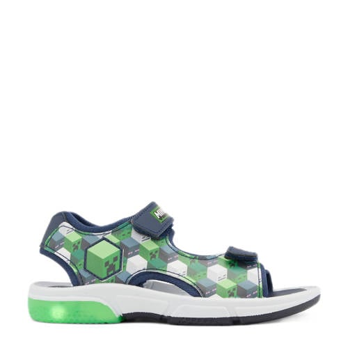 Minecraft sandalen met lichtjes groen/blauw