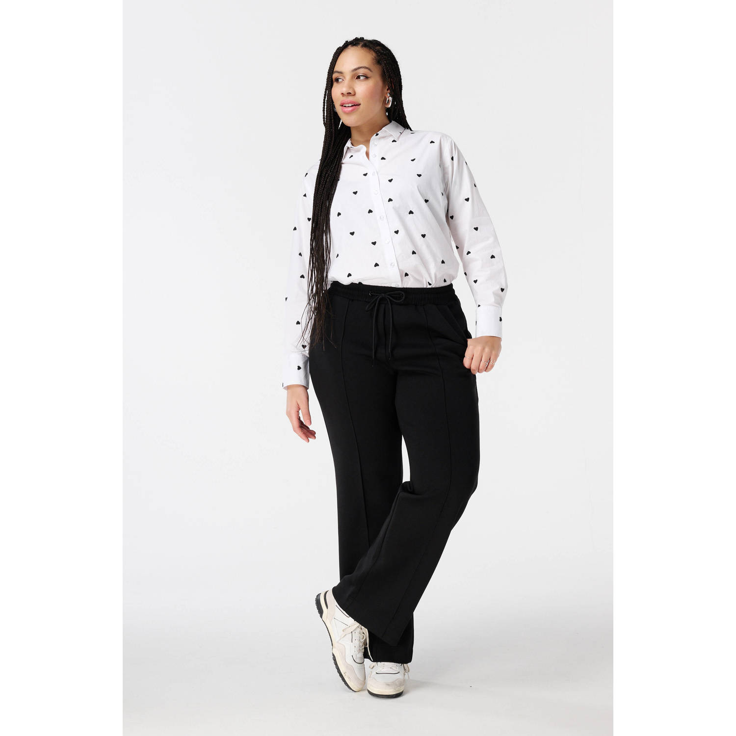 MS Mode Wide leg broek zwart