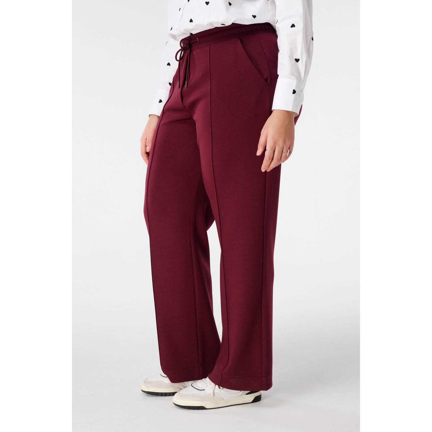 MS Mode Wide leg broek Donkerrood