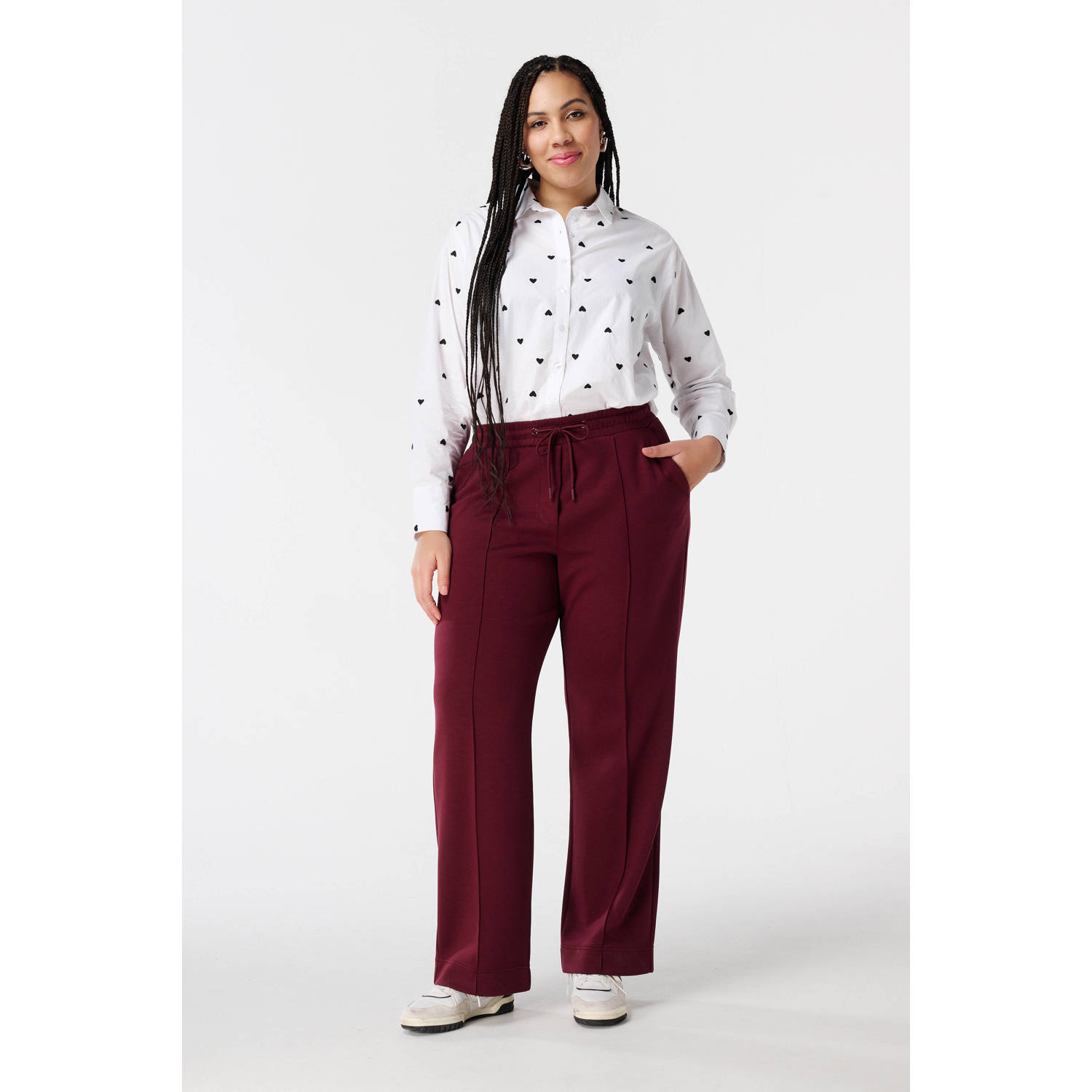 MS Mode Wide leg broek Donkerrood