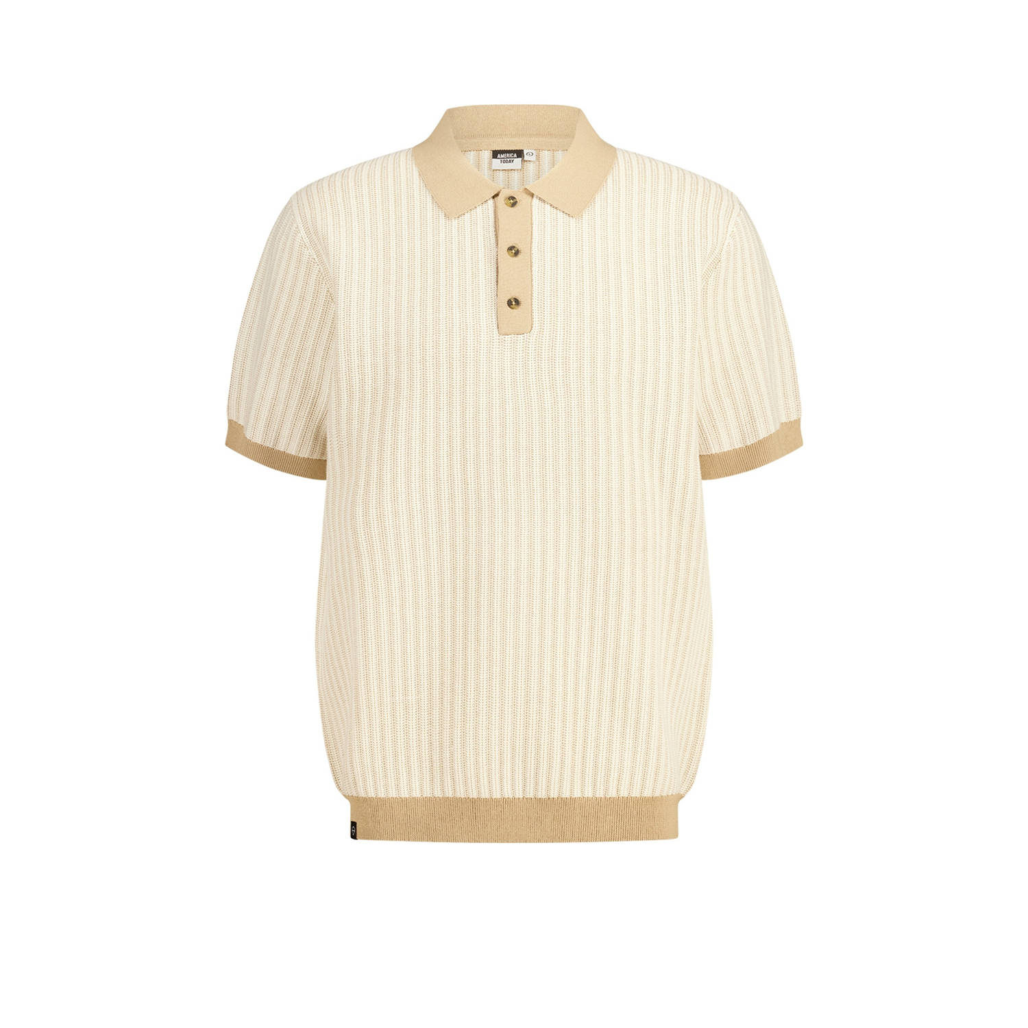 America Today casual overhemd met ingebreid patroon beige