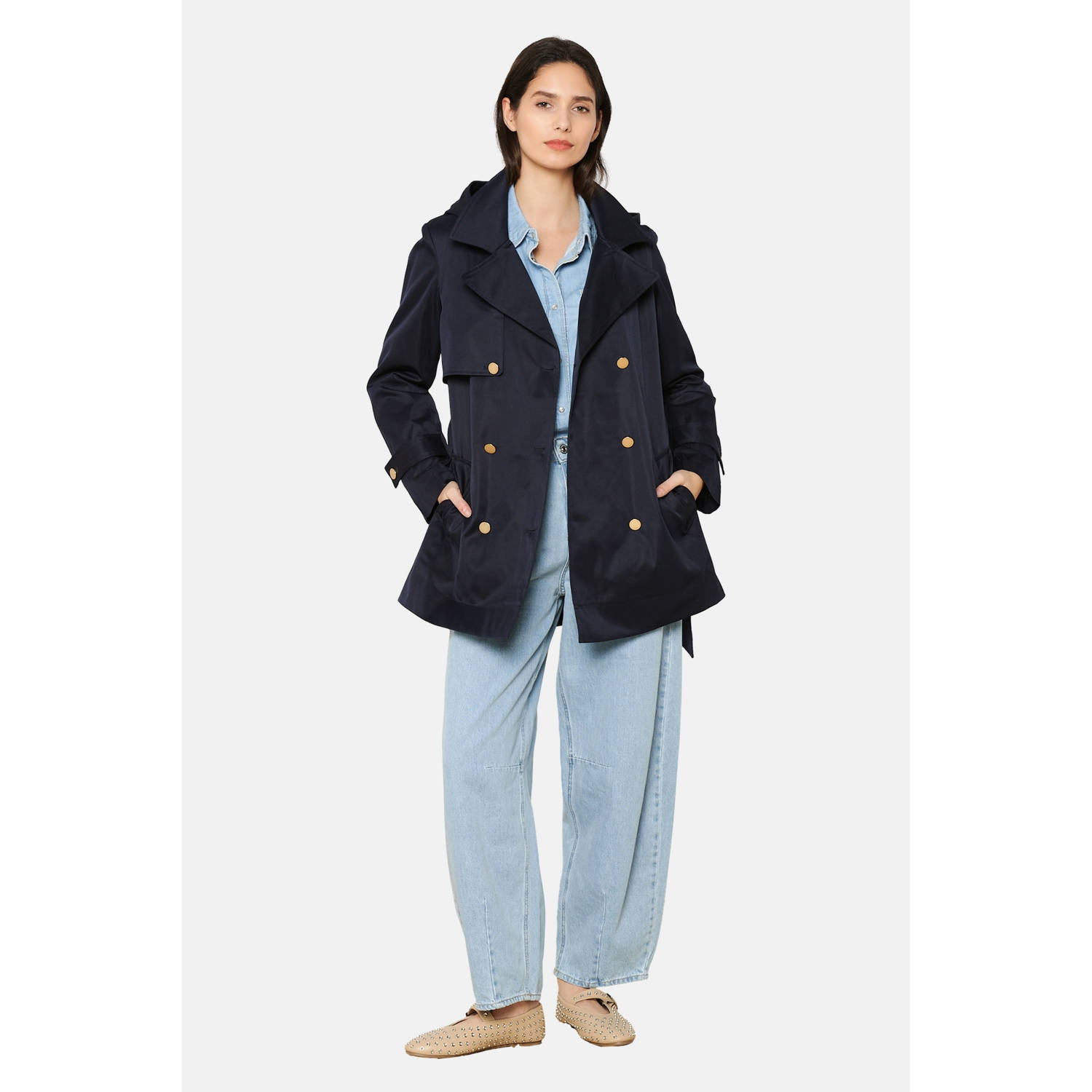 LOLALIZA trenchcoat donkerblauw