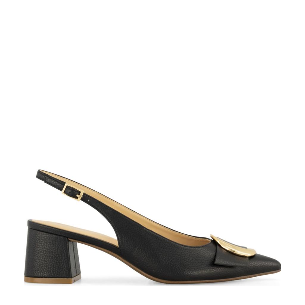 Zwarte dames Graceland slingback pumps van imitatieleer met gesp