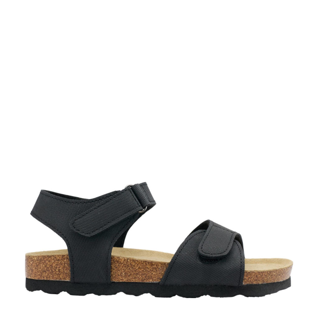 Zwarte jongens Vty sandalen van rubber/imitatie leer/textiel met klittenband