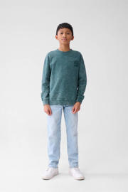 thumbnail: Blauwe jongens Shoeby sweater van katoen met melée print, lange mouwen en ronde hals