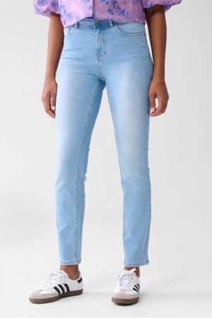 high waist slim fit jeans light blue denim
